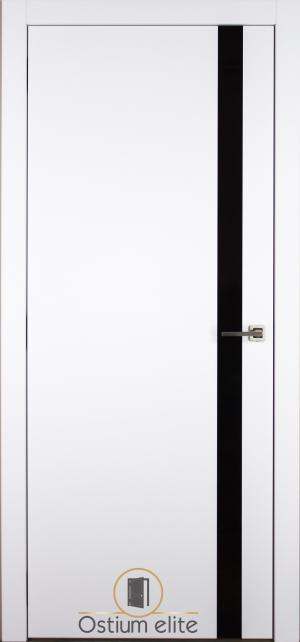 Межкомнатные двери белый матовый M-6 (VS) черное стекло