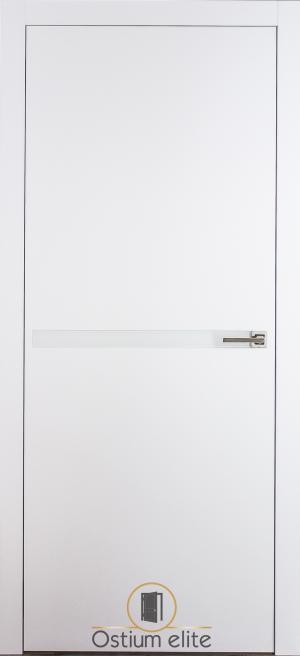 Межкомнатные двери белый матовый M-2 (VS) белое стекло