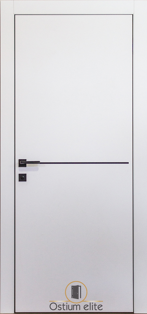 Міжкімнатні двері " Білий матовий М-2 (VA)" з чорними елементами